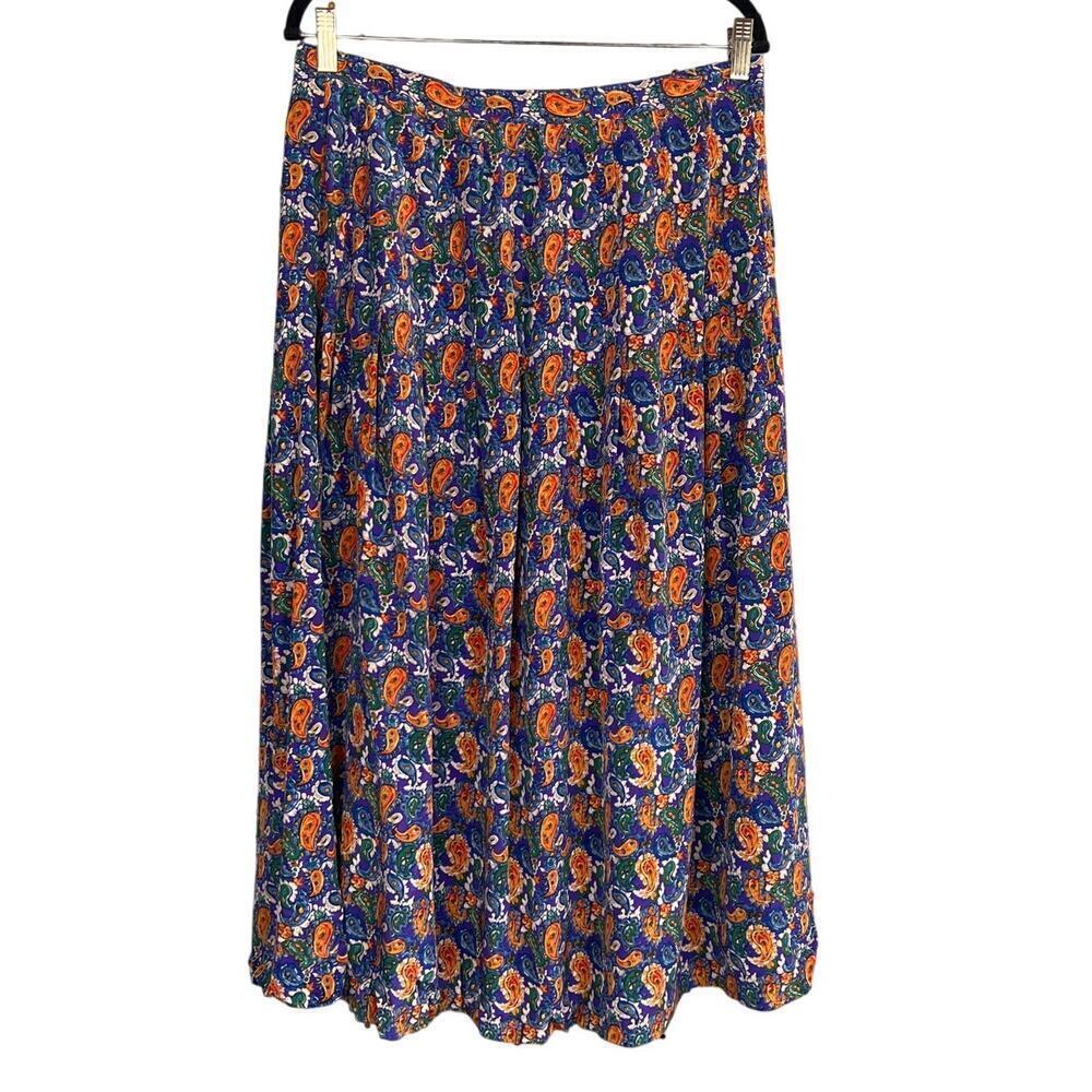 Vintage Nordstrom Freedberg Midi Length Paisley Print Skirt Size 18